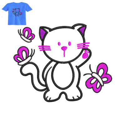 Best Cat Embroidery Logo For Baby T-Shirt.