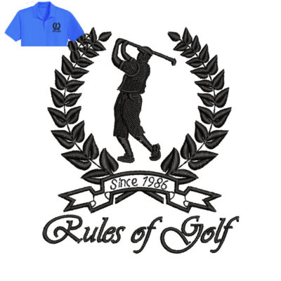 Rules Golf Embroidery Logo For Polo Shirt.