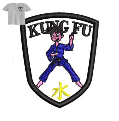 Kung Fu Man Embroidery logo for Baby T-Shirt.