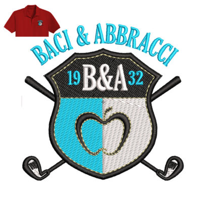 Baci & Abbracci Embroidery logo for Polo Shirt.