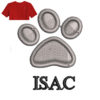 Pow Isac Embroidery logo for T-Shirt.