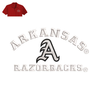 Arkansas Razorbcks Embroidery logo for Polo Shirt .