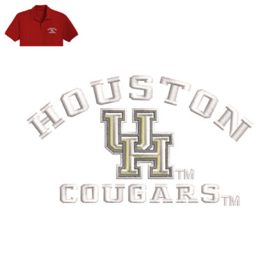 Houston Cougars Embroidery logo for Polo Shirt.