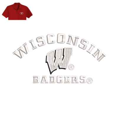 Wisconsin Badgers Embroidery logo for Polo Shirt .