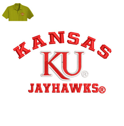 Kansas Jayhawks Embroidery logo for Polo Shirt.