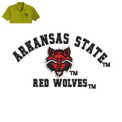 Arkansas State Embroidery logo for Polo Shirt .