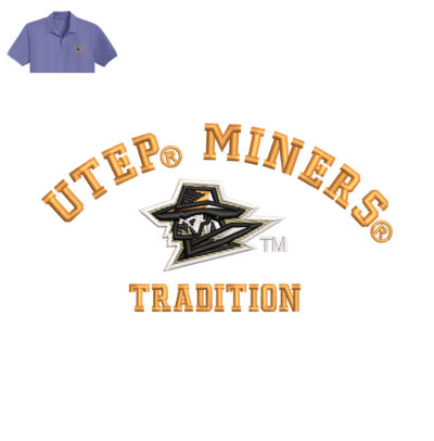 Utep Miners Embroidery logo for Polo Shirt .