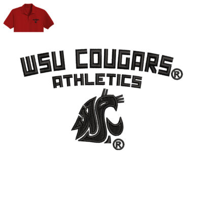 Wsu Cougars Embroidery logo for Polo Shirt .