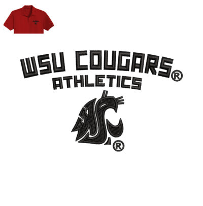 Wsu Cougars Embroidery logo for Polo Shirt .