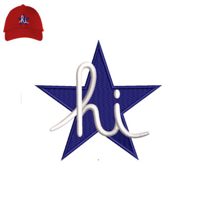 Hi Star Embroidery logo for Cap .