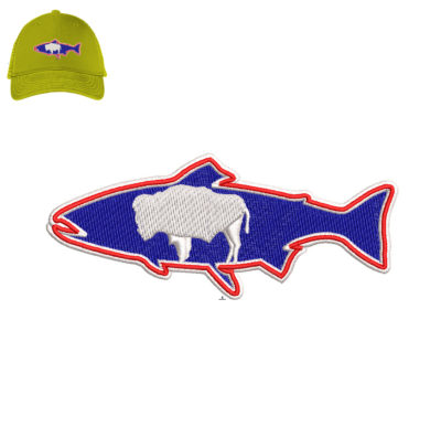 Fish Cow Embroidery logo for Cap .