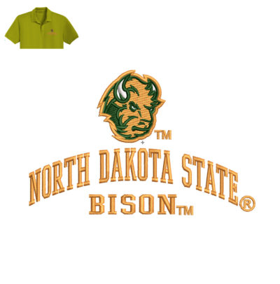 North Dakota State Embroidery logo for Polo Shirt .