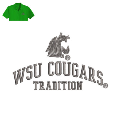 Wsu Cougars Tradition Embroidery logo for Polo Shirt .
