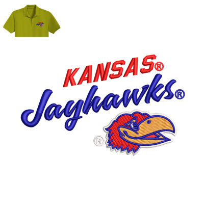Kansas Jayhawks Embroidery logo for Polo Shirt .