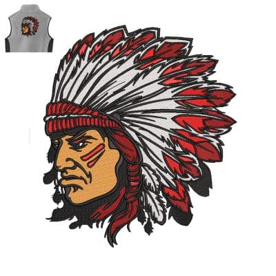 Native American man Embroidery logo for Jacket .