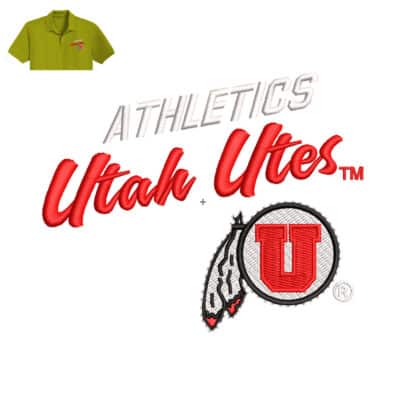 Athleics Utah Utes Embroidery logo for Polo Shirt .