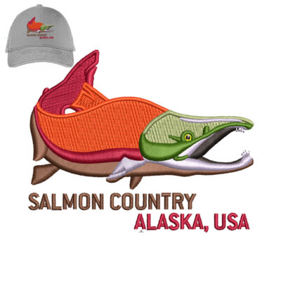 Salmon Country Fish Embroidery logo for Cap