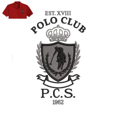 Est.Xvlll Polo Club Embroidery logo for Polo Shirt .
