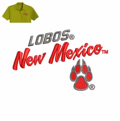 Lobos New Mexico Embroidery logo for Polo Shirt .