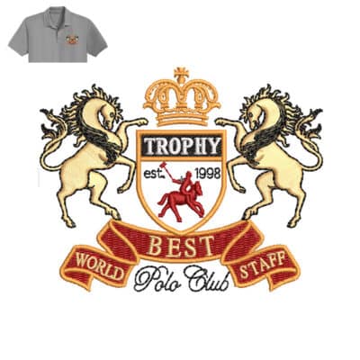 Trophy Best Embroidery logo for Polo Shirt .