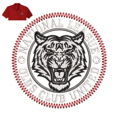 National League Tiger Embroidery logo for Polo Shirt .
