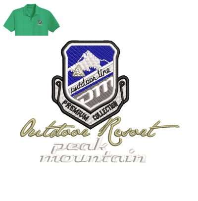 Peak Mountain Embroidery logo for Polo Shirt .