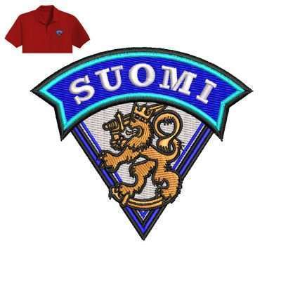 Suomi Lion Embroidery logo for Polo Shirt .
