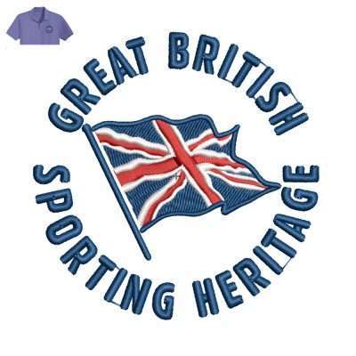 Great British Flag Embroidery logo for Polo Shirt .
