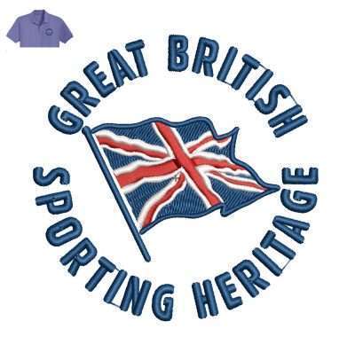 Great British Flag Embroidery logo for Polo Shirt .