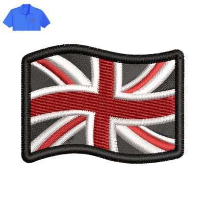 Uk British Flag Embroidery logo for Polo Shirt .