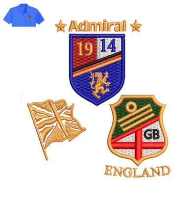 England Admiral Embroidery logo for Polo Shirt.