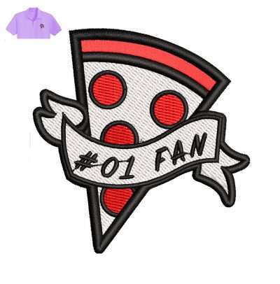Pizza Fan Embroidery logo for Polo Shirt .
