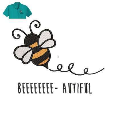 Bee Autiful Embroidery logo for Polo Shirt .