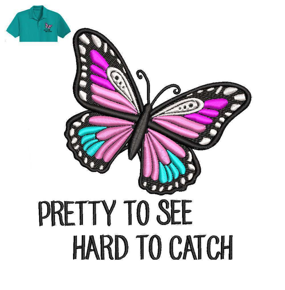 Pretty Butterfly Embroidery logo for Polo Shirt