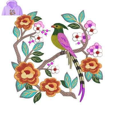 Flower Tree Embroidery logo Hoody .