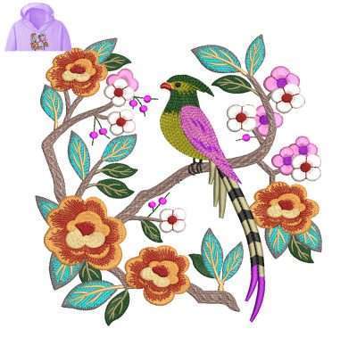 Flower Tree Embroidery logo Hoody .