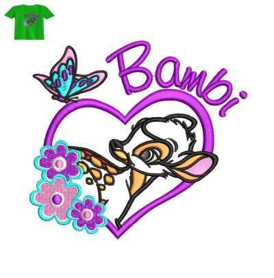 Bambi Deer Embroidery logo for Baby T-Shirt .