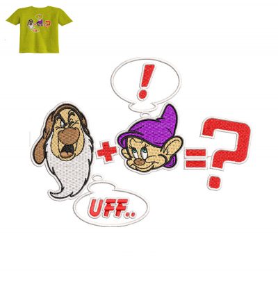 Dopey and sneezy Embroidery logo for Baby T Shirt .