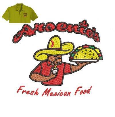Fresh mexican food Embroidery logo for Polo Shirt .