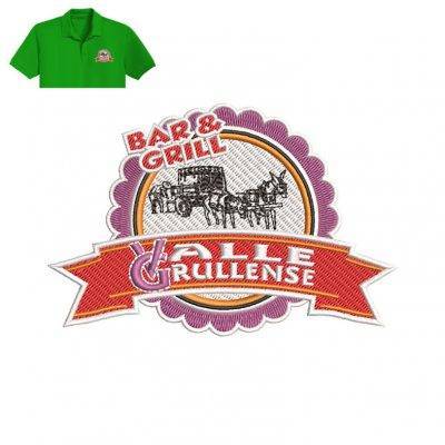 Bar & Grill Embroidery logo for Polo Shirt .
