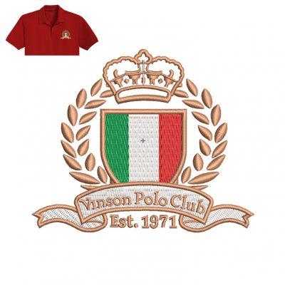Vinson Polo Club Embroidery logo for Polo Shirt .