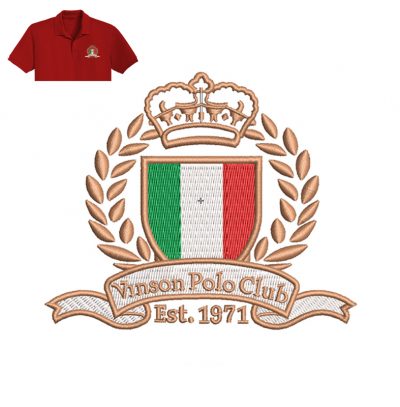 Vinson Polo Club Embroidery logo for Polo Shirt .