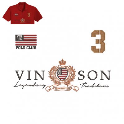 Polo Club vinson Embroidery logo for Polo Shirt .