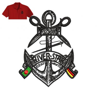 River Star Embroidery logo for Polo Shirt .
