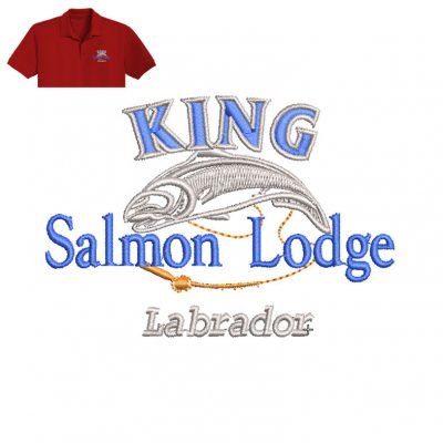 King Salmon fishes Embroidery logo for Polo Shirt .