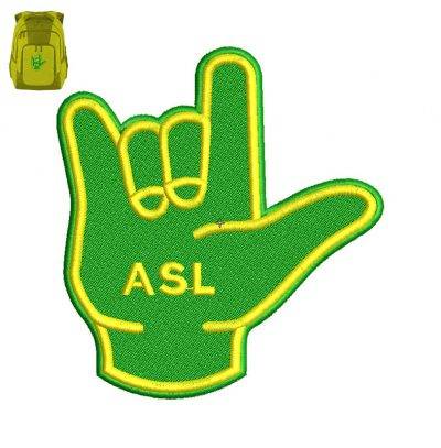 ASL Hand Embroidery logo for bag .