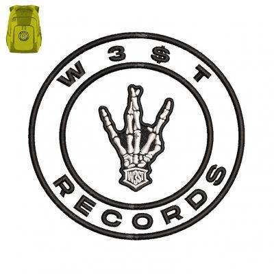 Records Skull hand Embroidery logo for Bag .