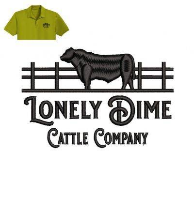 Lonely dime Cow Embroidery logo for Polo Shirt .