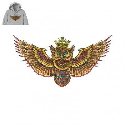 Owl Bird Embroidery logo for Hoody .