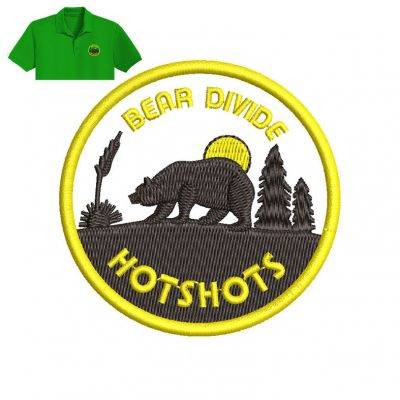 Bear Divide applique Embroidery logo for Polo Shirt .